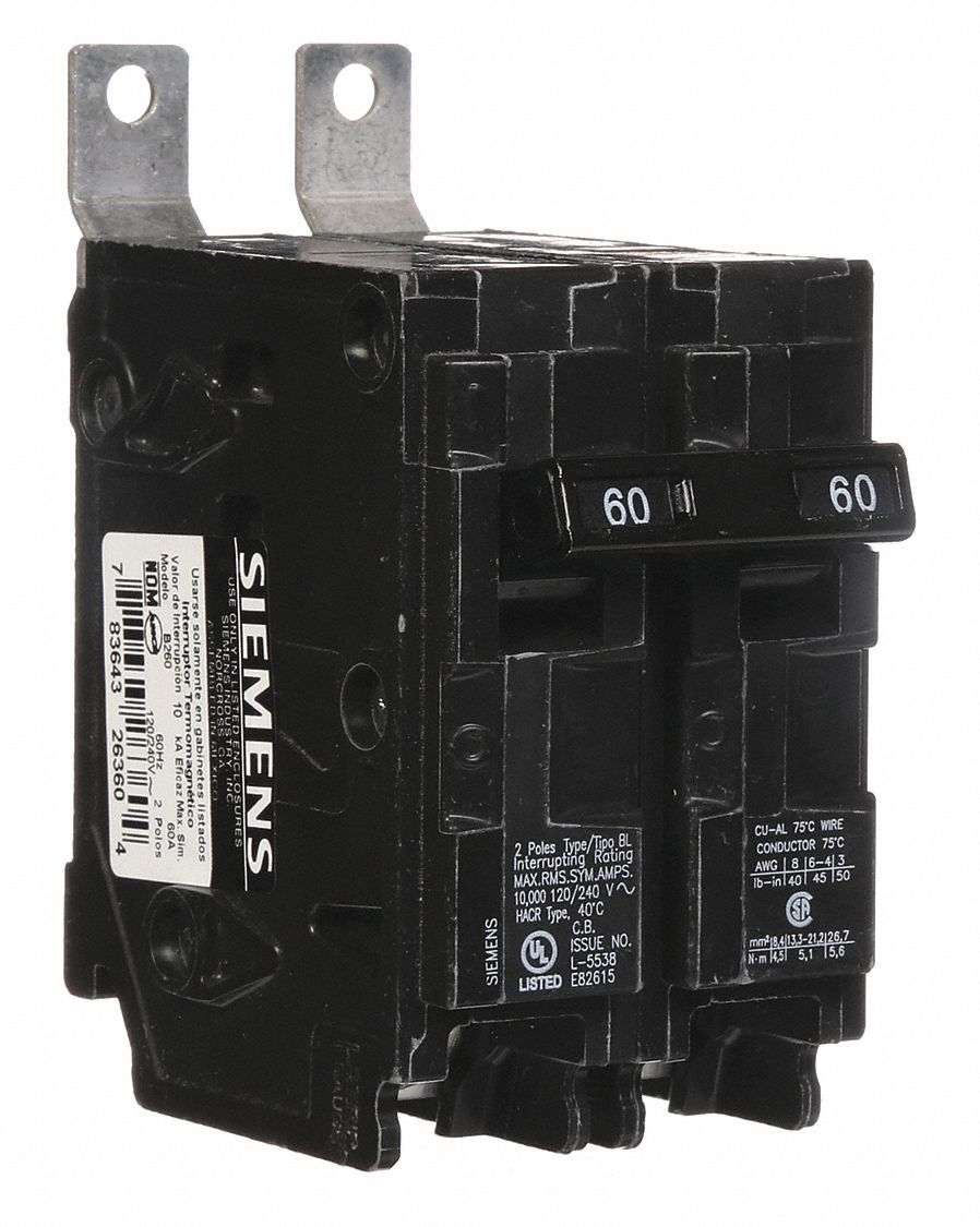 60 A Amps, 120/240V AC, Miniature Circuit Breaker - 3CNA2|B260 - Grainger