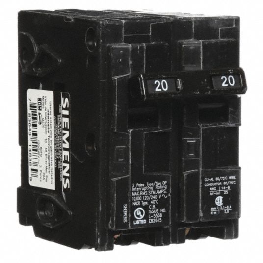 SIEMENS Miniature Circuit Breaker 20 A Amps, 120/240V AC, Single Phase