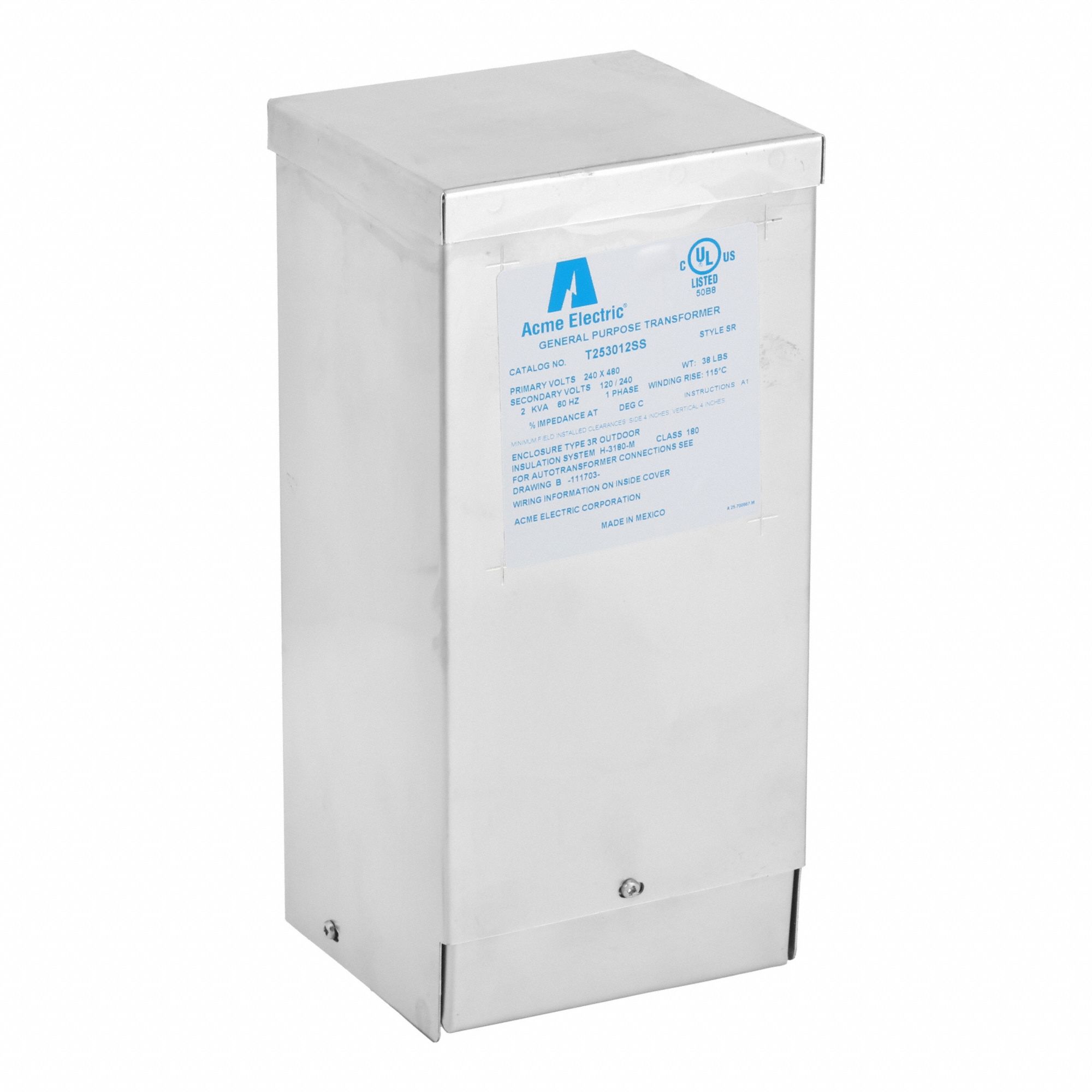 Dry Type Power Distribution Transformer: 240V AC/480V AC, 120V AC/240V AC, Wall