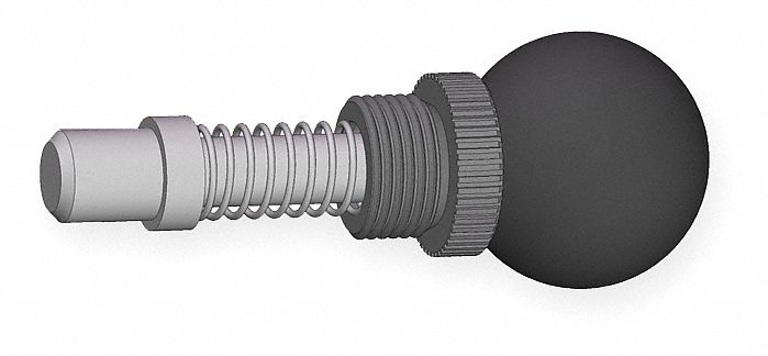 Weld Mount Retractable Spring Plunger: Ball Knob, 0.5 in Plunger Wd, 0.563 in Plunger Projection