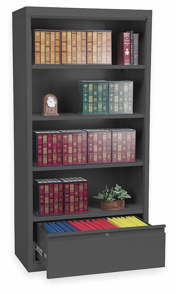 3CTN4 - Bookcase Drawer Cabinet 4 Shelf Blk