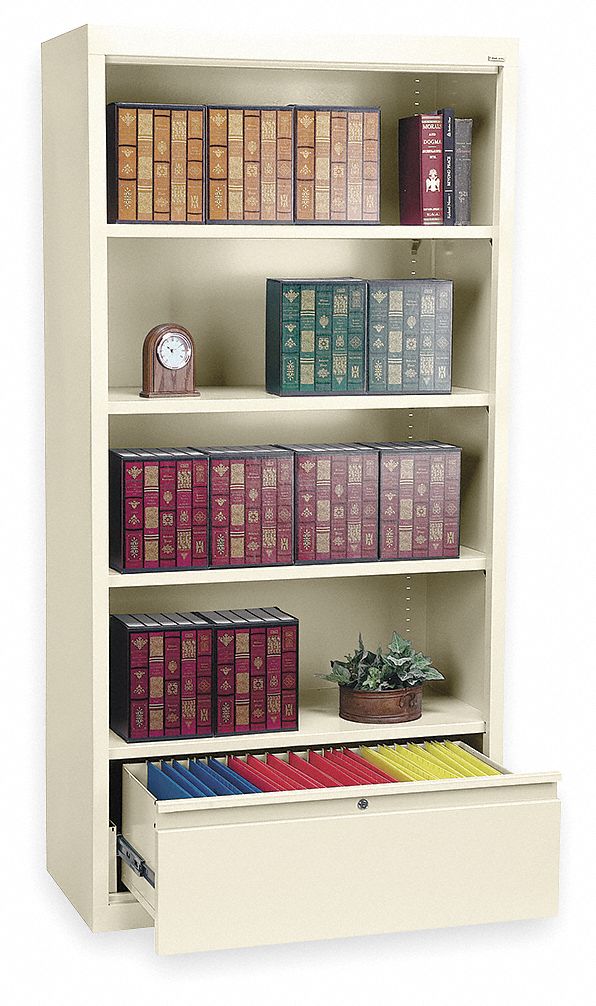 3CTN6 - Bookcase Drawer Cabinet 4 Shelf Putty
