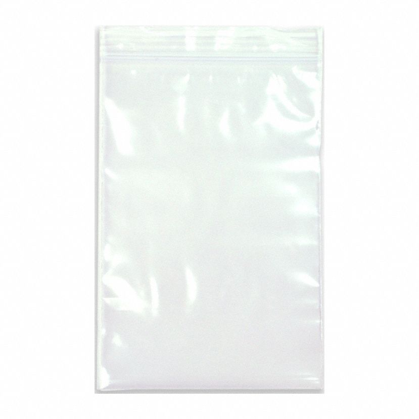 RECLOSABLE POLY BAG, 4 MIL THICK, 14 IN W, 24 IN L, FLAT PACK, ZIP, 250 PK