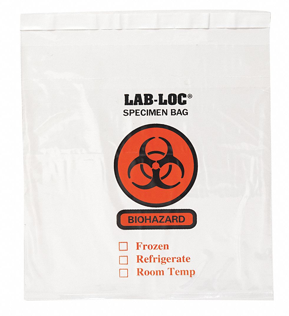 GRAINGER APPROVED Specimen Transfer Bag 2 mil Thick, Low Density