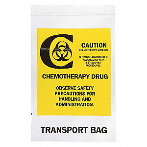 CHEMO WASTE BAG,CLEAR,9"L,PK1000