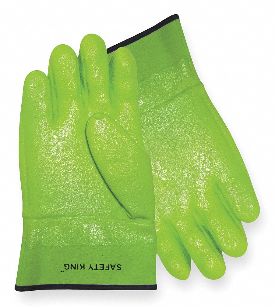 Cold Protection Gloves, L, Jersey Lining, Hi Visibility Green, 1 PR