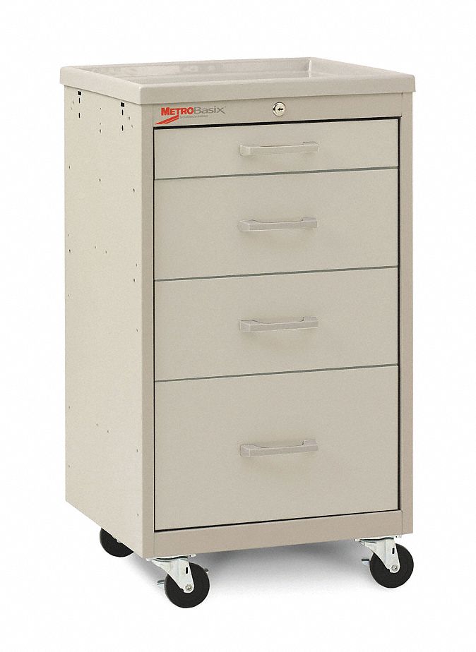 METRO, Polymer/Steel, Taupe, Compact General Medical Supply Cart with