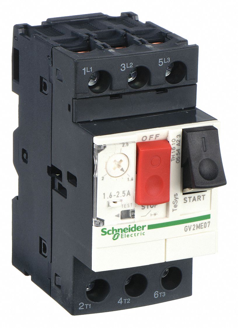 Manual Motor Starter: Non-Reversing, 3 Poles, 2.5 A, Thermal Protection, Push Button