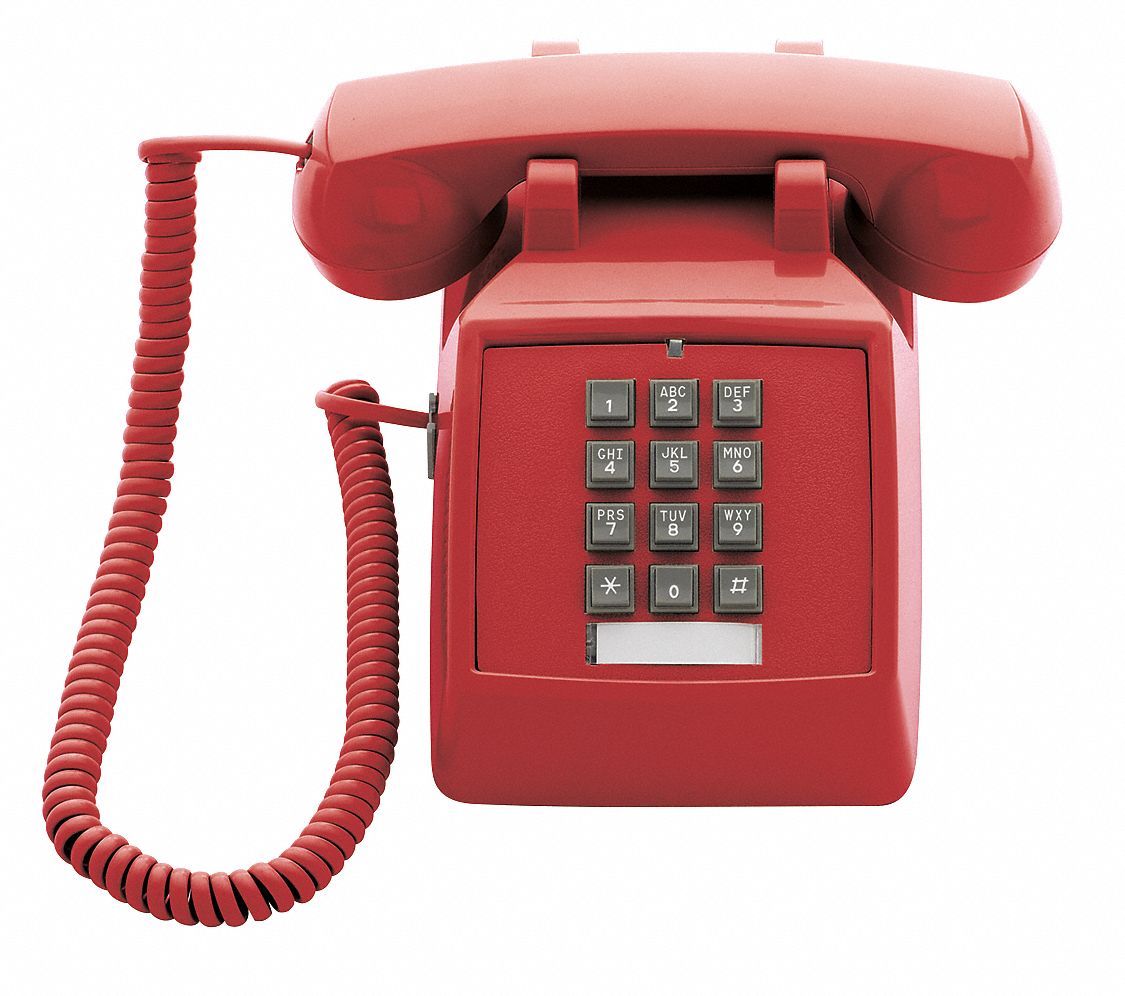 TELEPHONE, HOSPITALITY PHONES, STANDARD ROOM PHONES, 2510E, RED, VOLUME CONTROL, INDOOR, 1 LINE