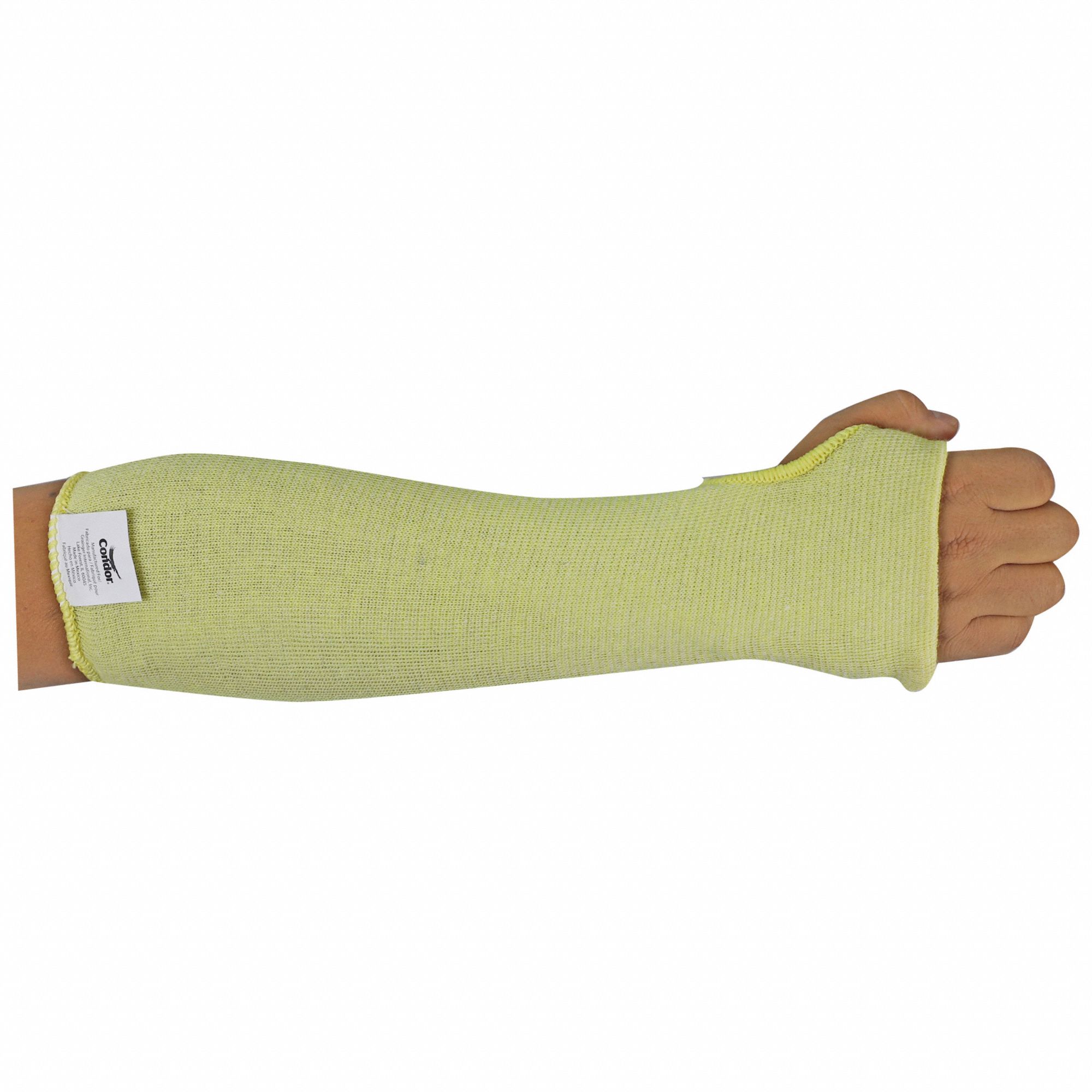 CUT-RESISTANT SLEEVE, ANSI/ISEA CUT LEVEL A2, KEVLAR, YLW, THUMBHOLE, L