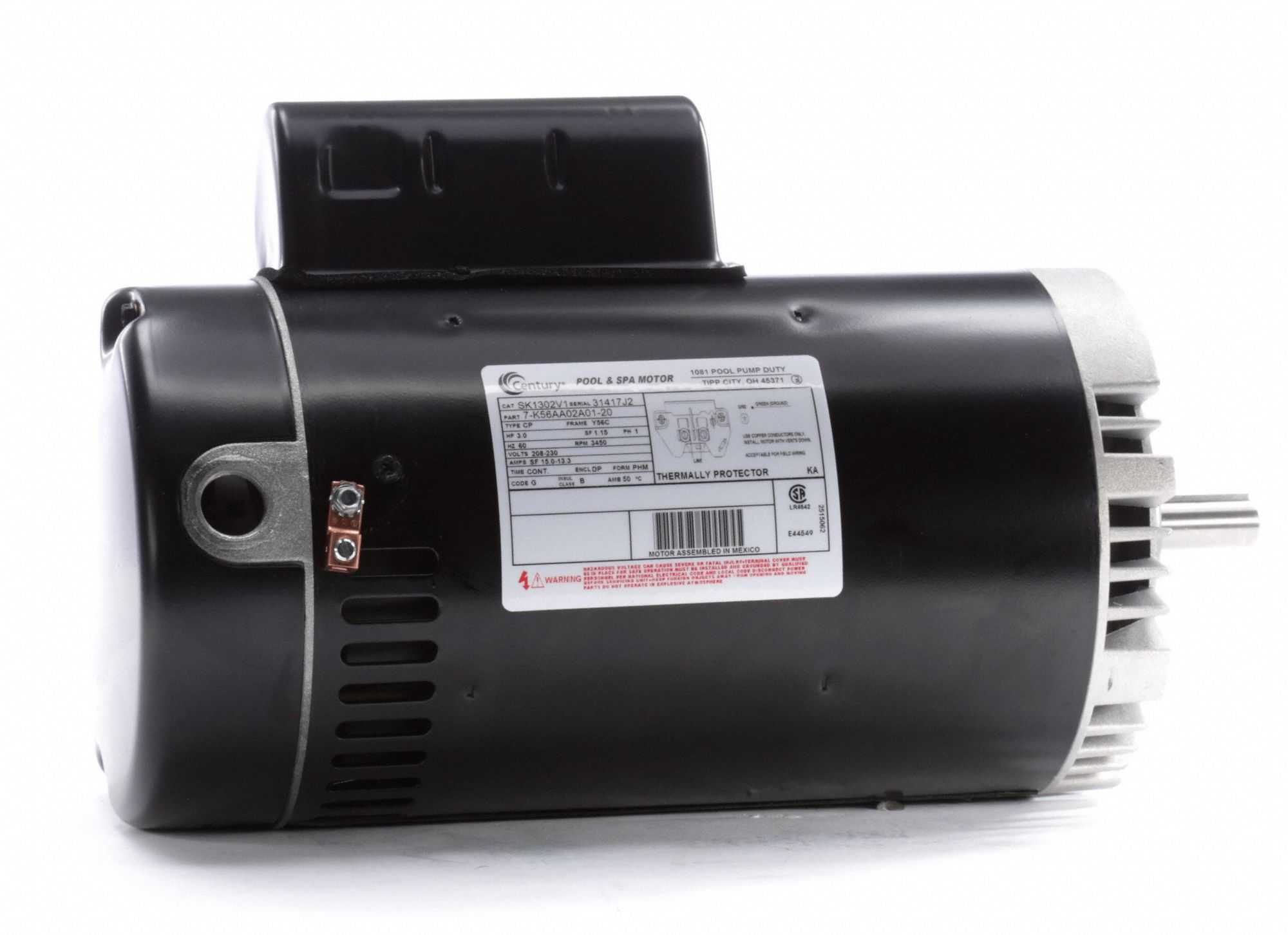 CENTURY Pool Pump Motor, 3 HP, CapacitorStart/Run, Nameplate RPM 3,450