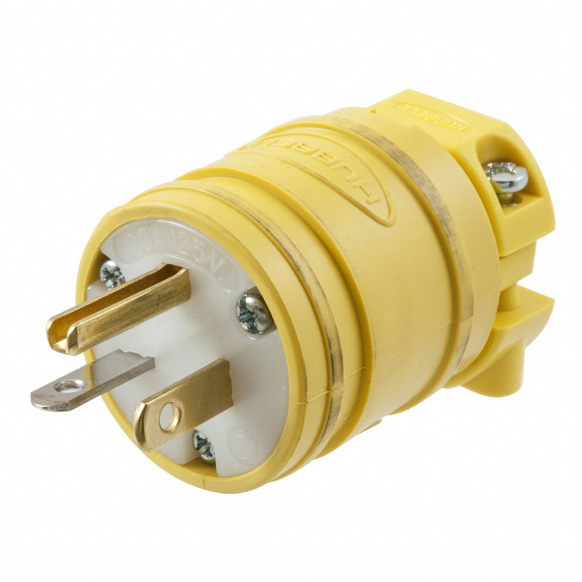 HUBBELL WIRING DEVICE-KELLEMS Dust Tight Straight Blade Plug: Gen, 20 A,  NEMA 5-20P, 125V AC, Yellow - 3D008|HBL1433 - Grainger
