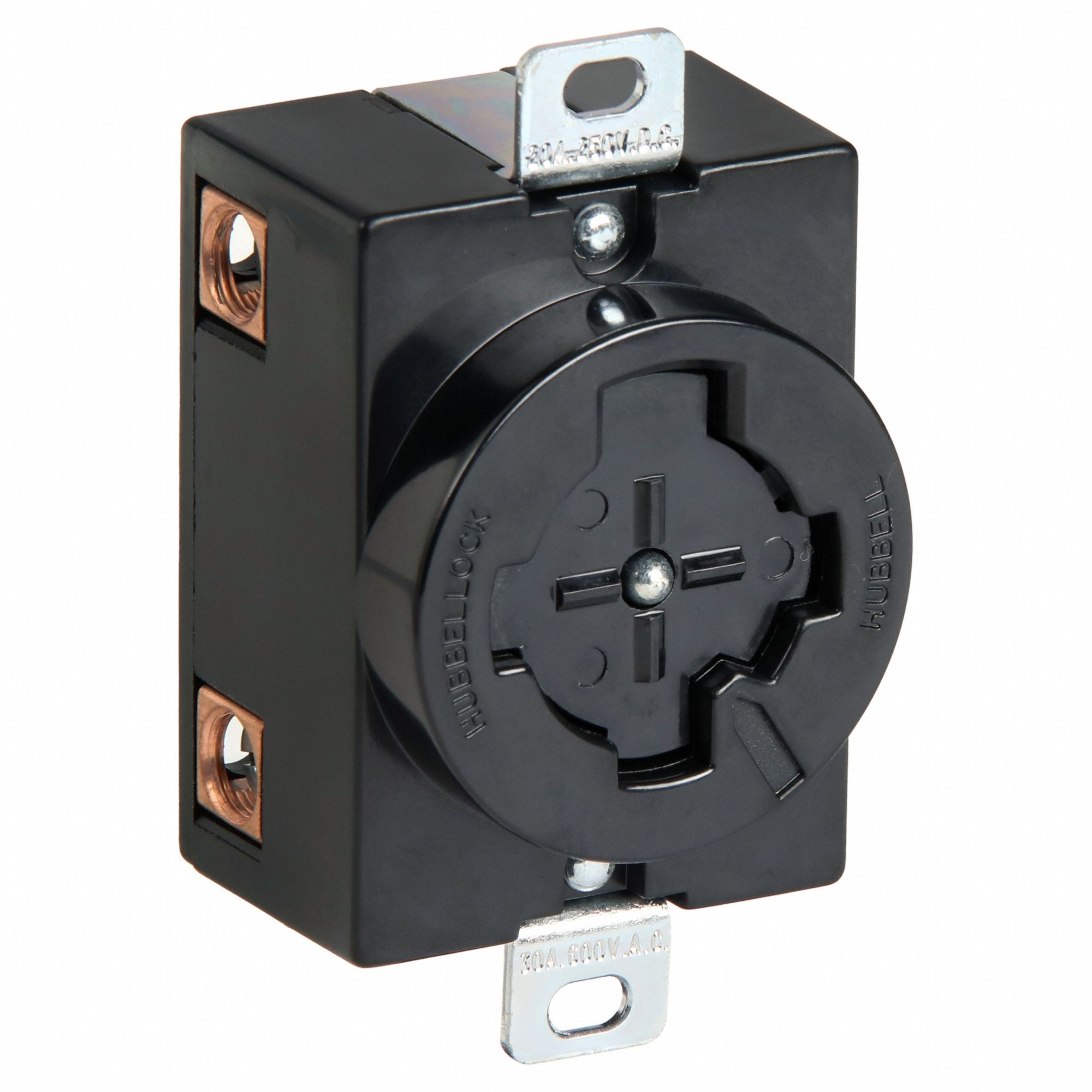 LOCKING RECEPTACLE, NON-NEMA, 20/30 A, 250V DC/600V AC, NON-FLANGED, 3 POLES