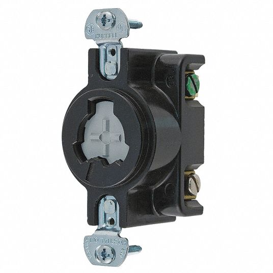 Hubbellock Black Locking Receptacle 20 Amps 125v Ac Voltage Nema Configuration Non Nema 4514