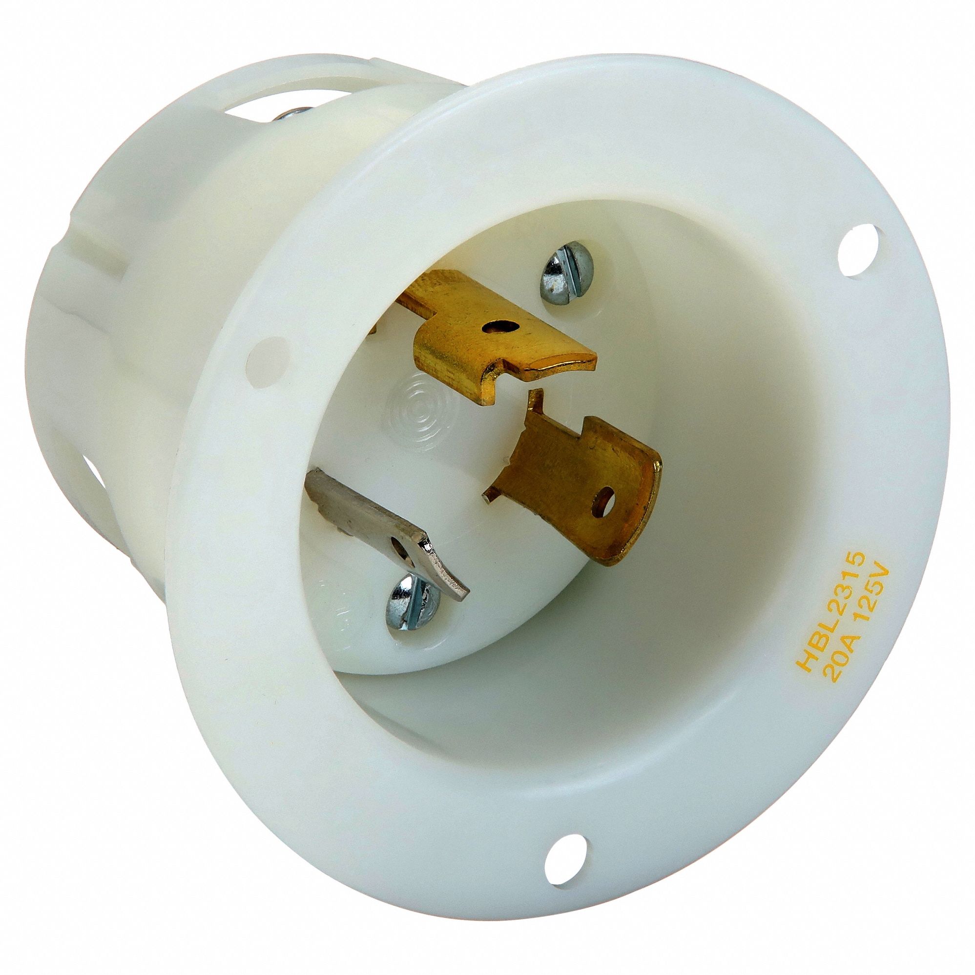 FLANGED LOCKING INLET, L5-20P, 20 A, 125V AC, 2 POLES, SCREW TERMINALS