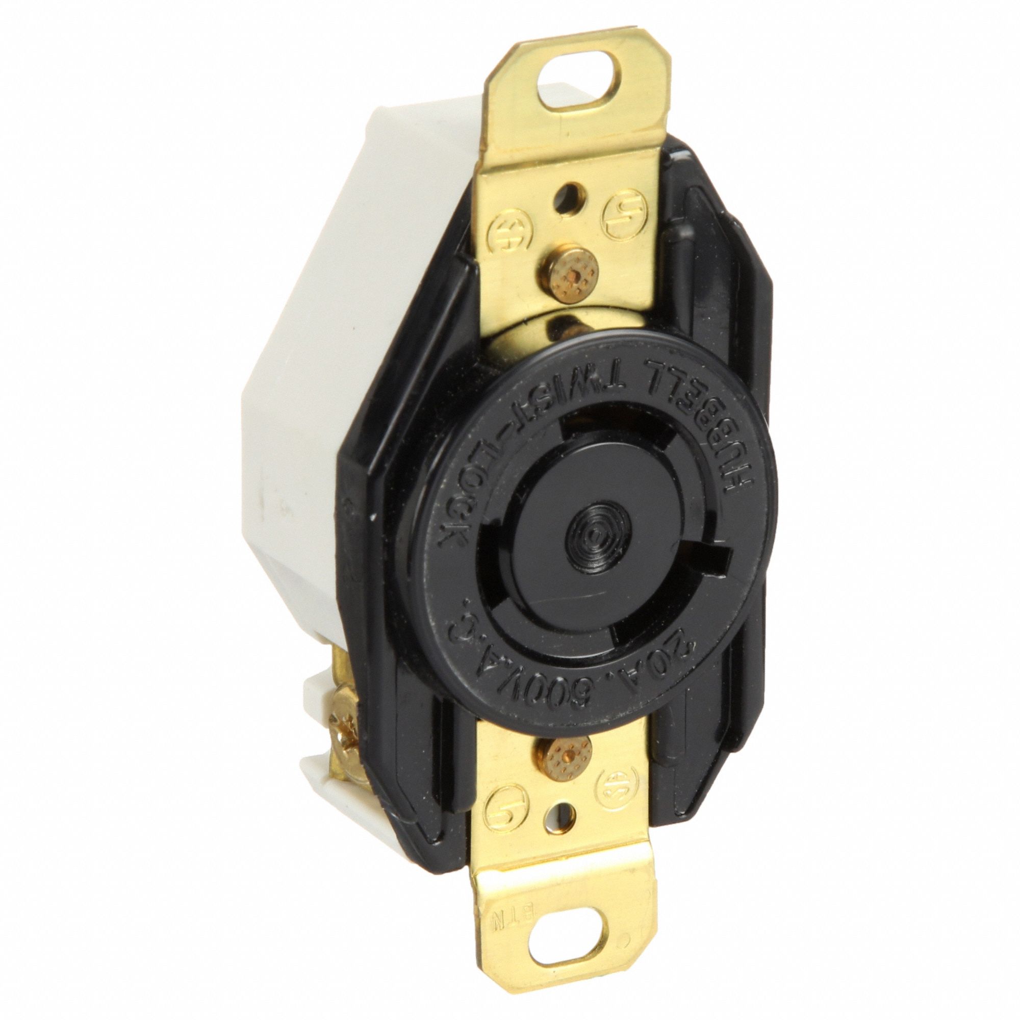 LOCKING RECEPTACLE, L9-20R, 20 A, 600V AC, BLACK, 2 POLES