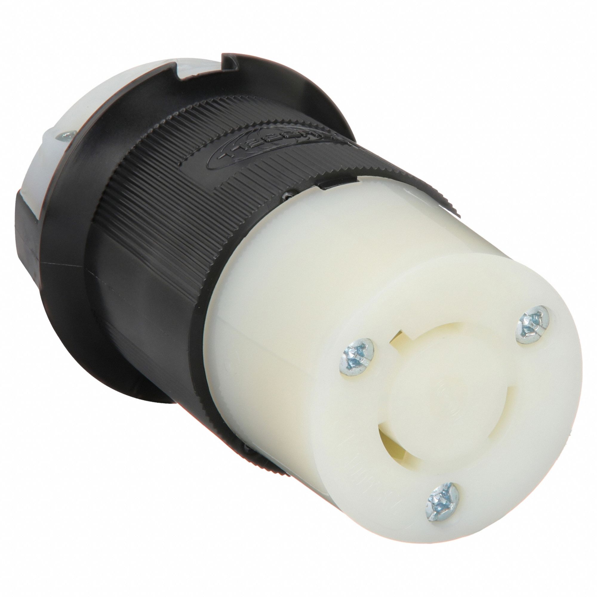 LOCKING CONNECTOR, L9-20R, 20 A, 600V AC, 2 POLES, BLACK/WHITE, SCREW TERMINALS