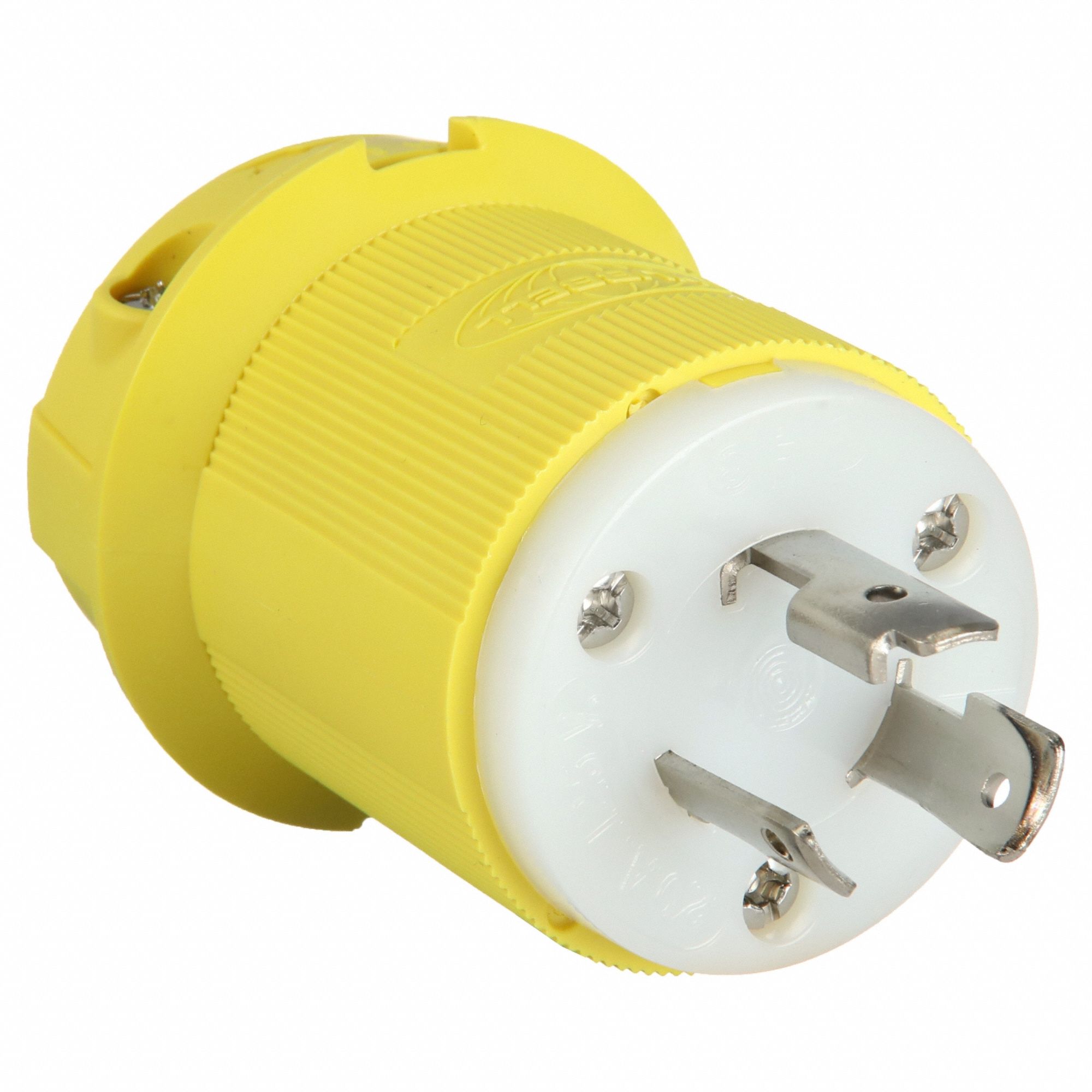 Locking Plug: L5-20P, 125V AC, 20 A, 2 Poles, Yellow, Screw Terminals