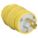 LOCKING PLUG, L5-15P, 125V AC, 15 A, 2 POLES, YELLOW, SCREW TERMINALS, SHROUDED