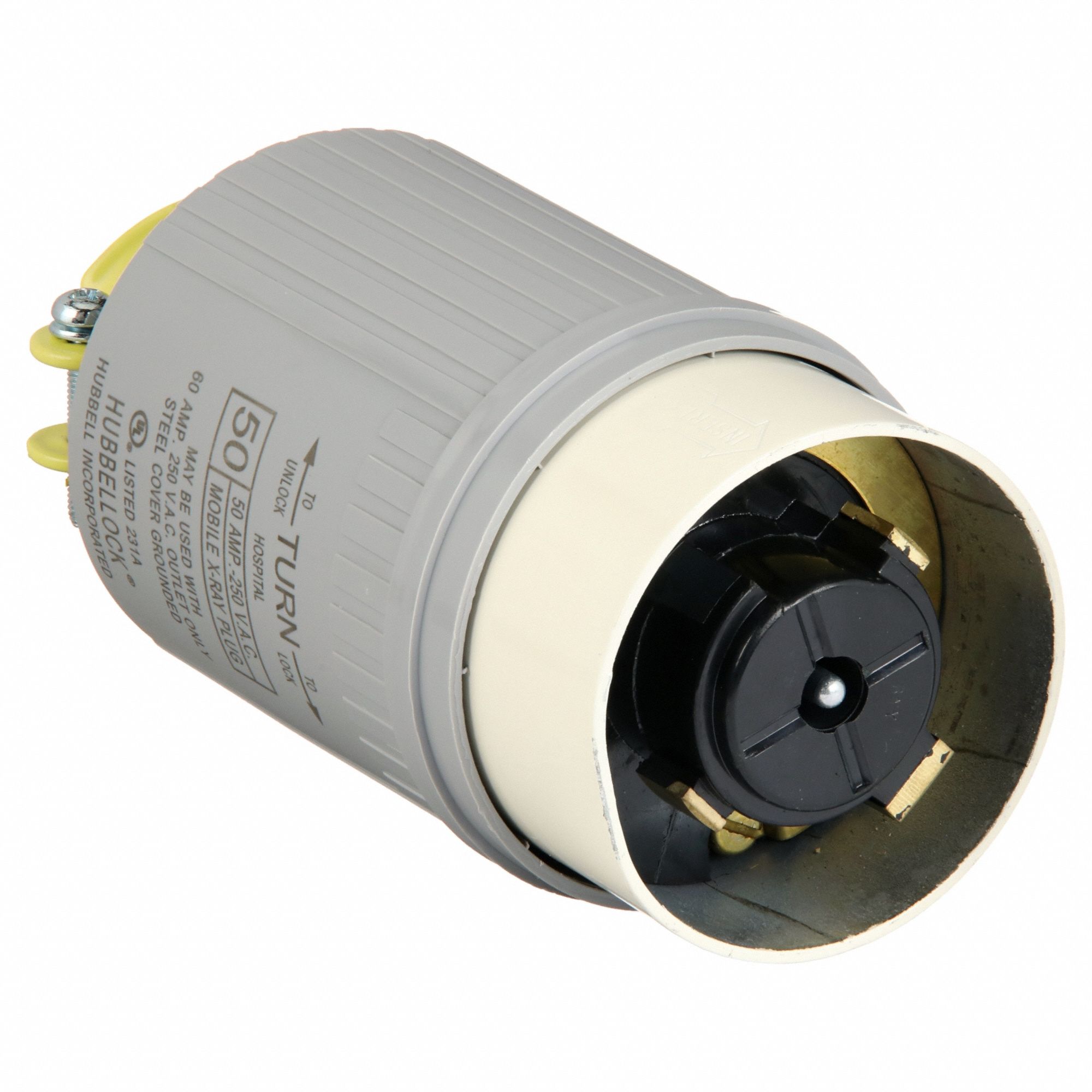 Locking Plug: 50 A, 250V AC, 2 Poles, Non-NEMA