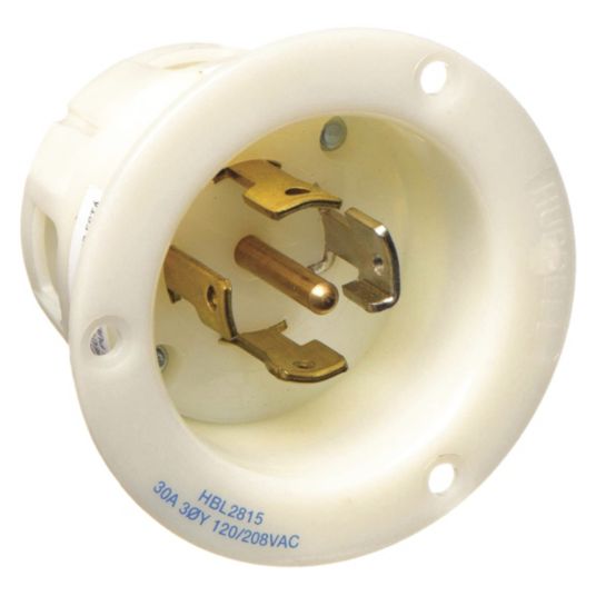 HUBBELL, L2130P, 30 A, Flanged Locking Inlet 3D103HBL2815 Grainger