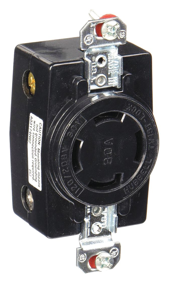 Locking Receptacle: Non-NEMA, 30 A, 120/208V AC, Non-Flanged, 4 Poles