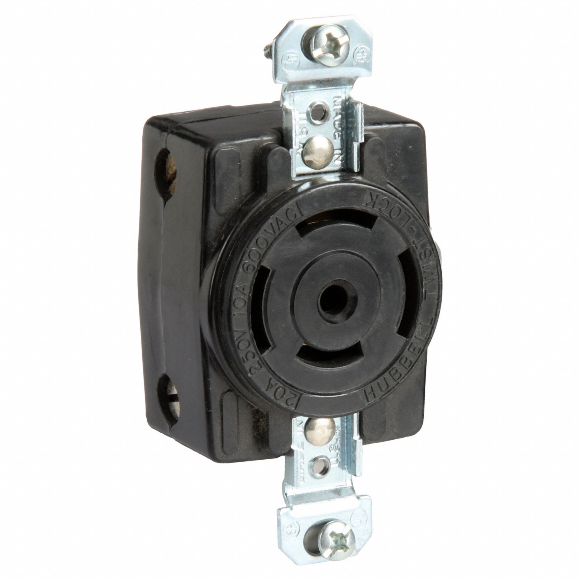 LOCKING RECEPTACLE, NON-NEMA, 10/20 A, 250/600V AC, NON-FLANGED, 4 POLES