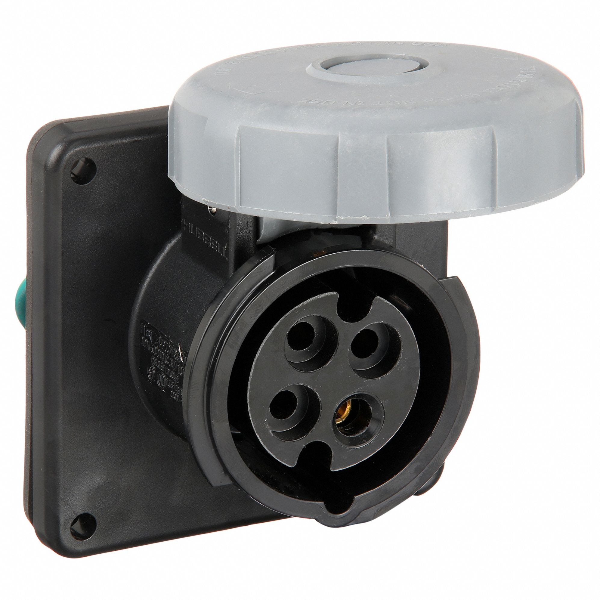 Watertight Pin and Sleeve Receptacle: 20 A, 600V AC, 10 hp Horsepower Rating, IEC Grounding, Black