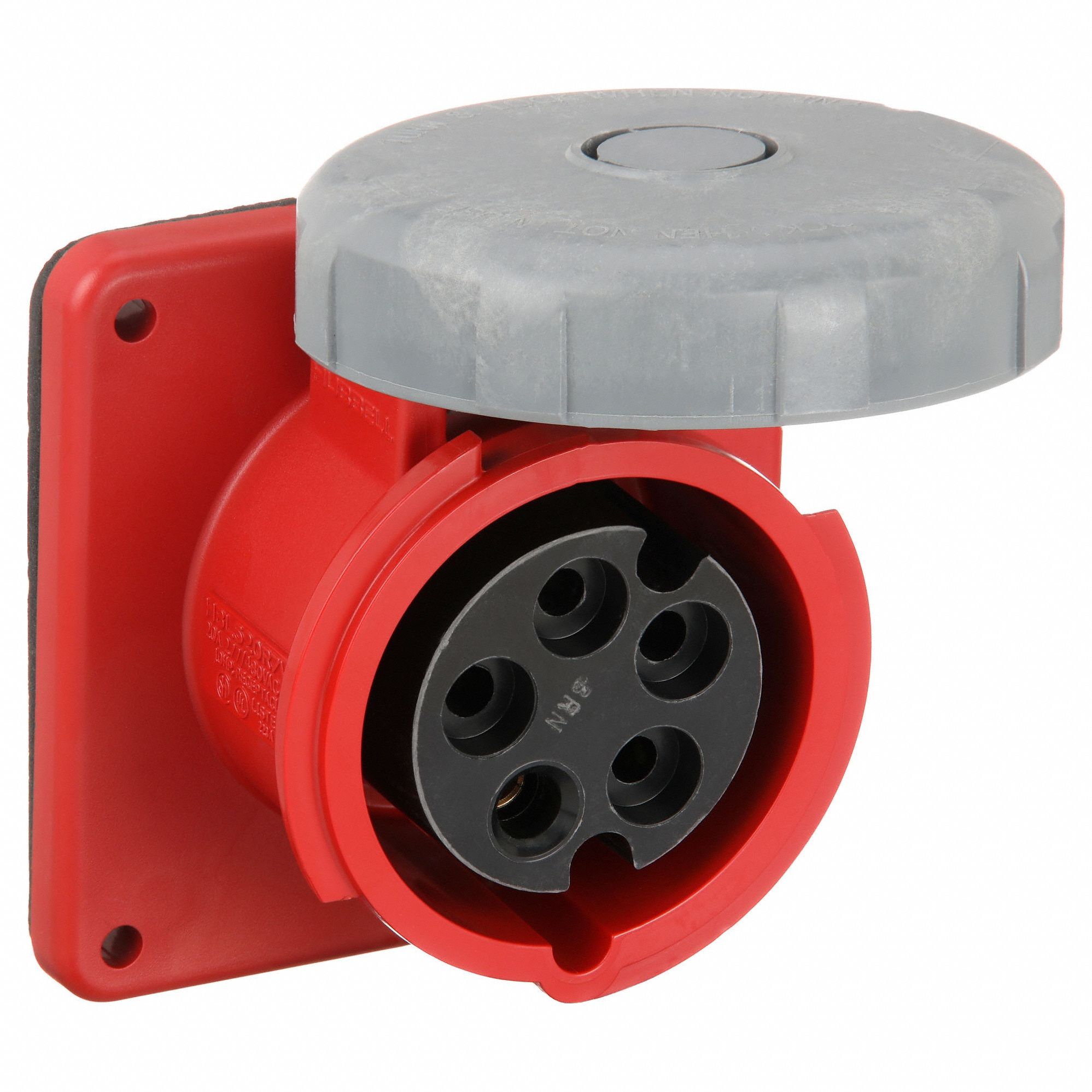 Watertight Pin and Sleeve Receptacle: 30/60 A, 600V AC 125/250V AC, 3 hp Horsepower Rating, Orange