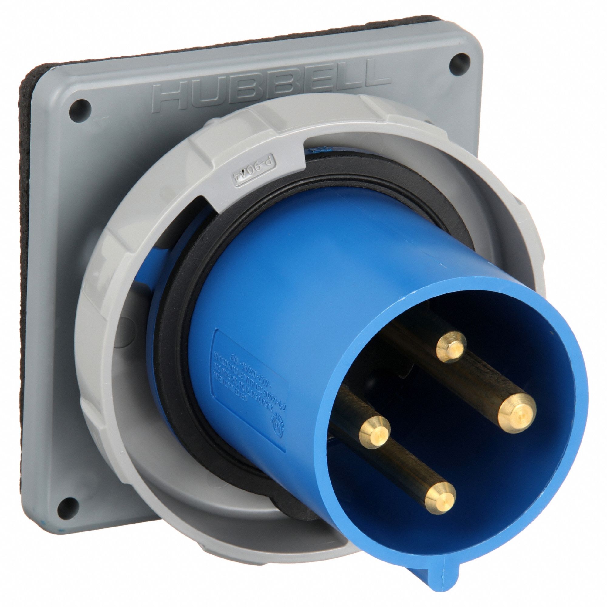 Watertight Pin and Sleeve Inlet: 60 A, 250V AC, IEC Grounding, Blue, 7 1/2 hp Horsepower Rating