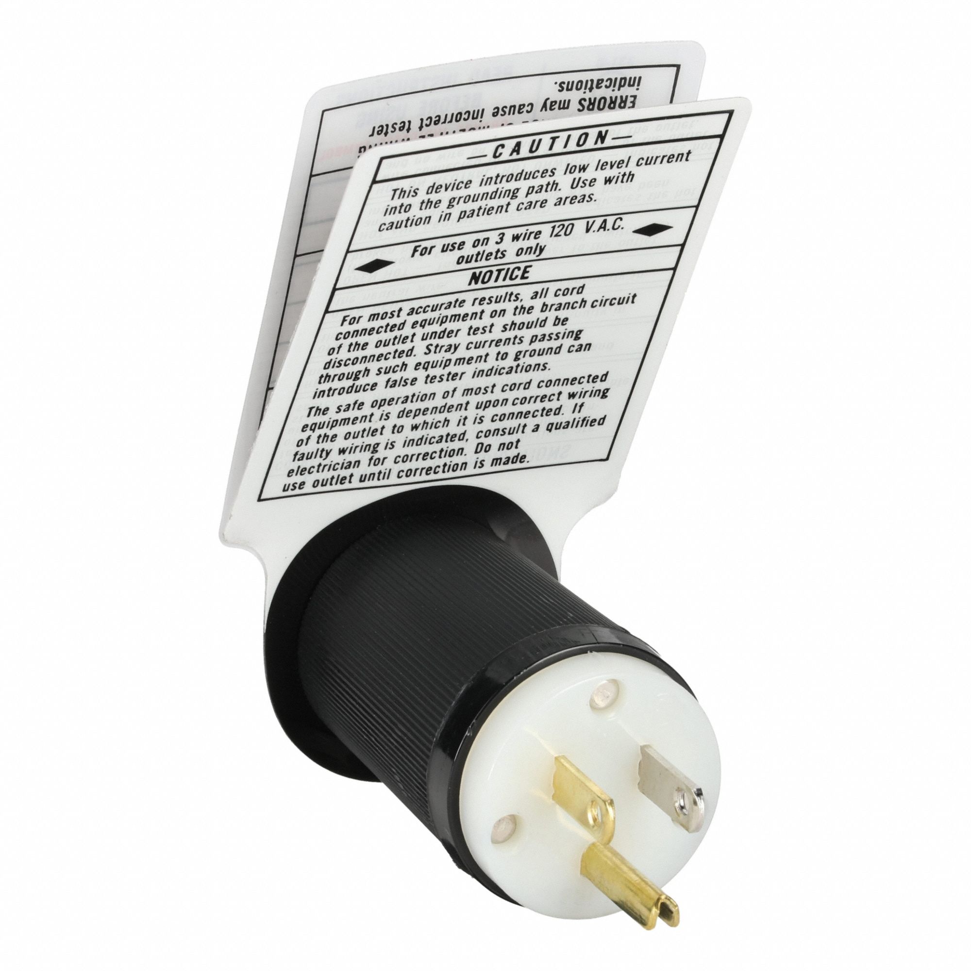 Receptacle Tester: 120 V AC to 125 V AC, 5-15P, Std, CAT I 120V, Light