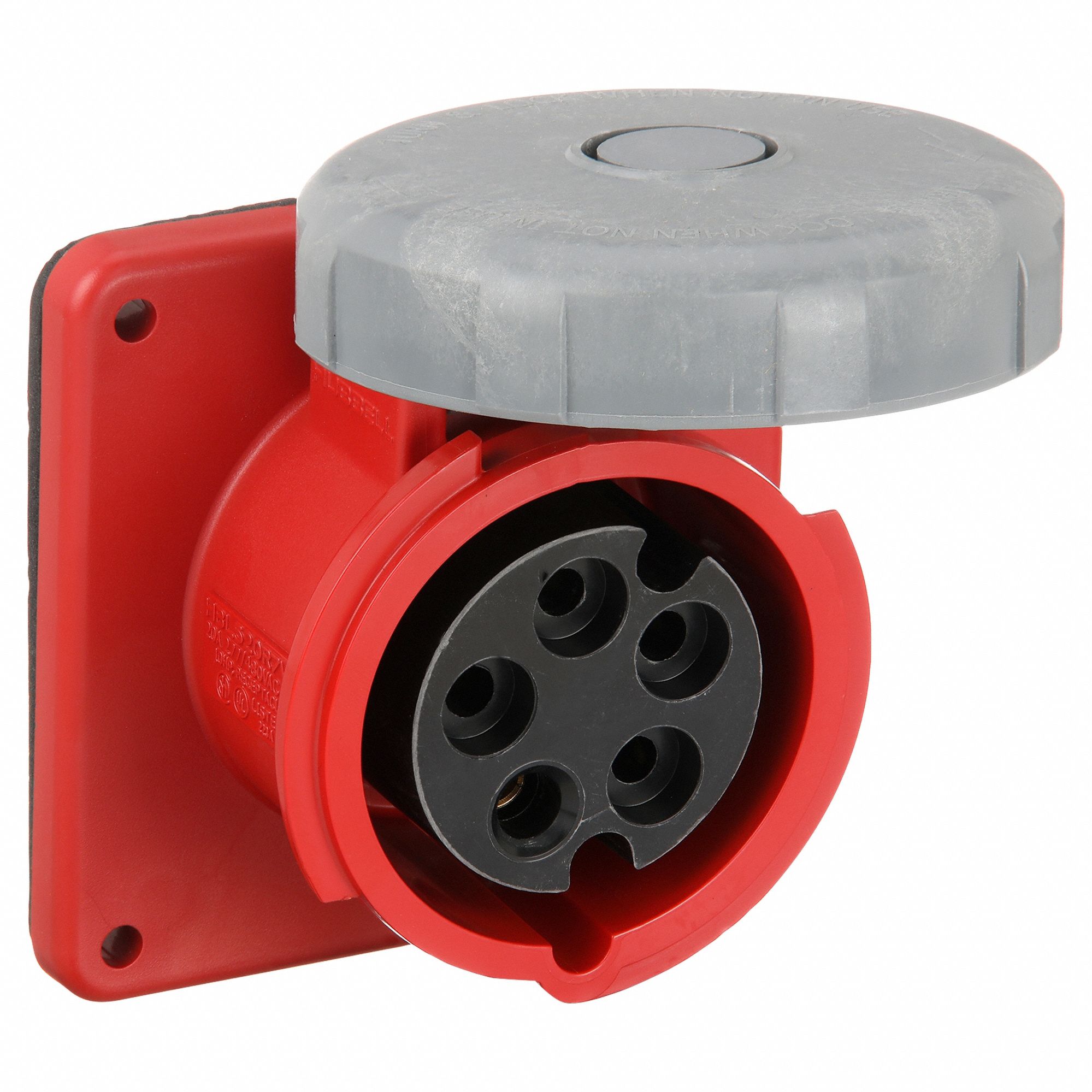 Watertight Pin and Sleeve Receptacle: 20 A, 277/480V AC, 10 hp Horsepower Rating, IEC Grounding, Red