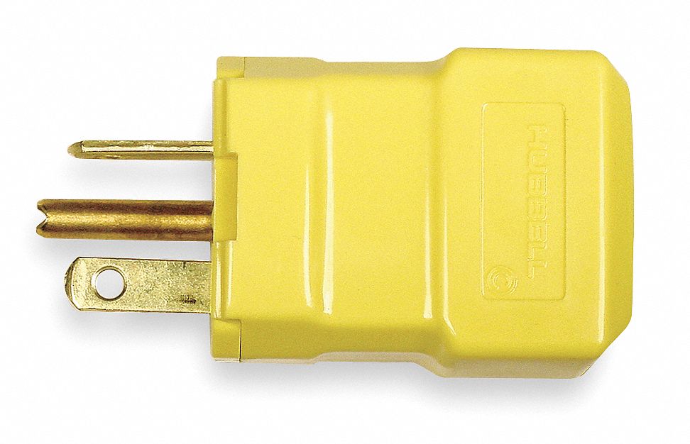 STRAIGHT BLADE PLUG, 5-20P, 20 A, 125V AC, YELLOW, 2 POLES