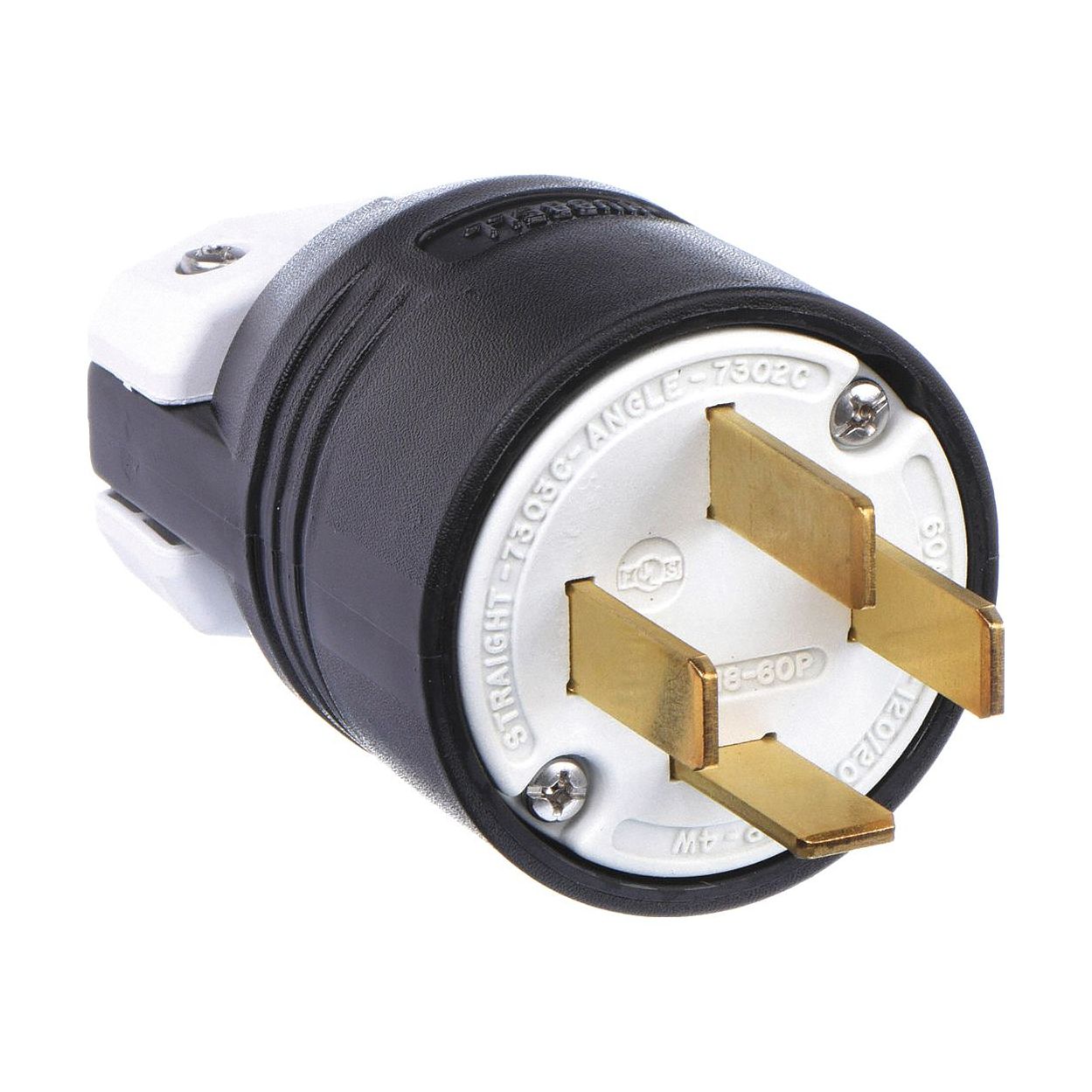 Straight Blade Plug: 18-60P, 60 A, 120/208V AC, Black, 4 Poles