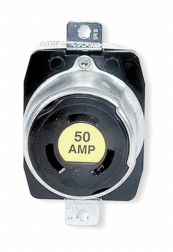 LOCKING RECEPTACLE, NON-NEMA, 50 A, 250V DC/600V AC, NON-FLANGED, 3 POLES