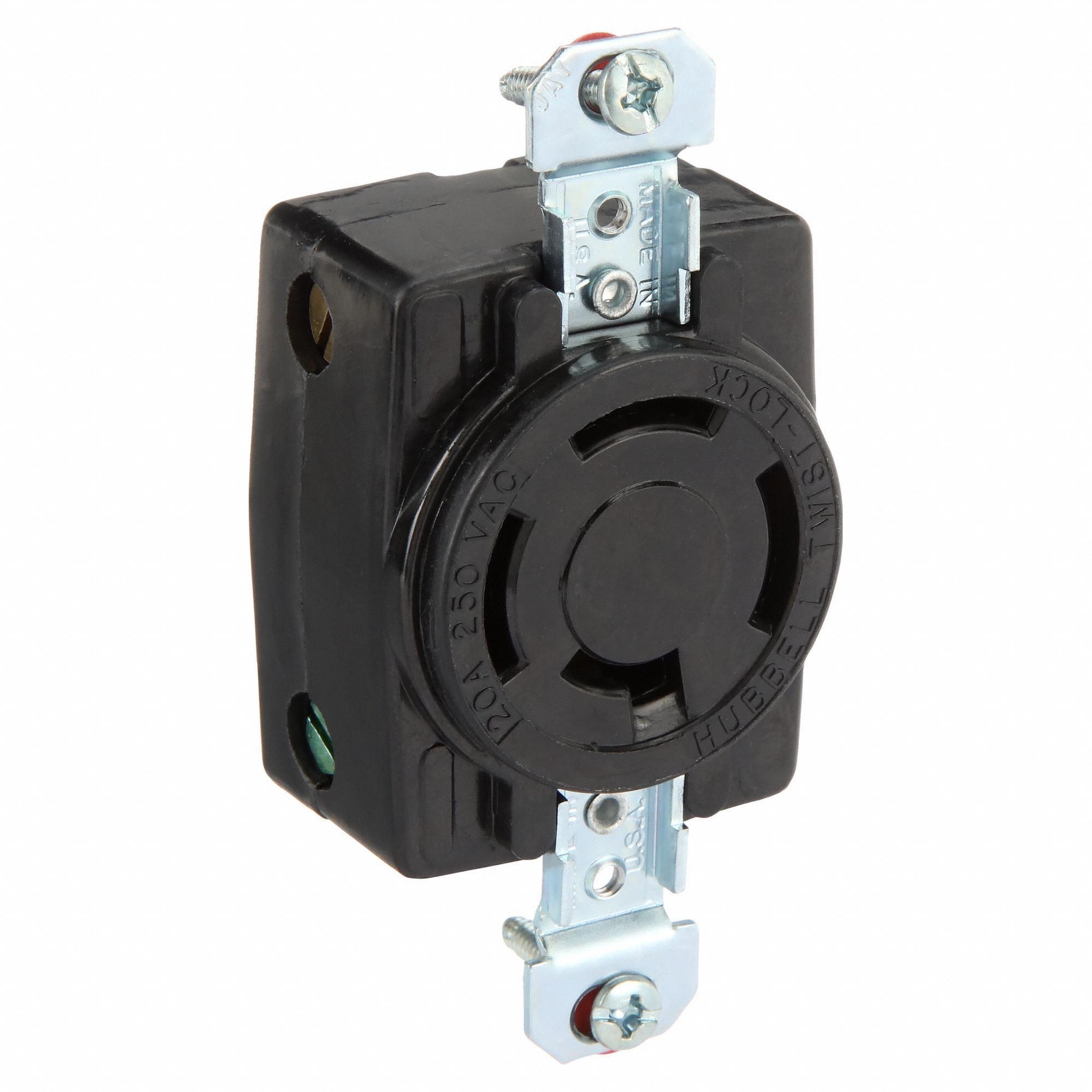 LOCKING RECEPTACLE, NON-NEMA, 20 A, 250V AC, NON-FLANGED, 3 POLES