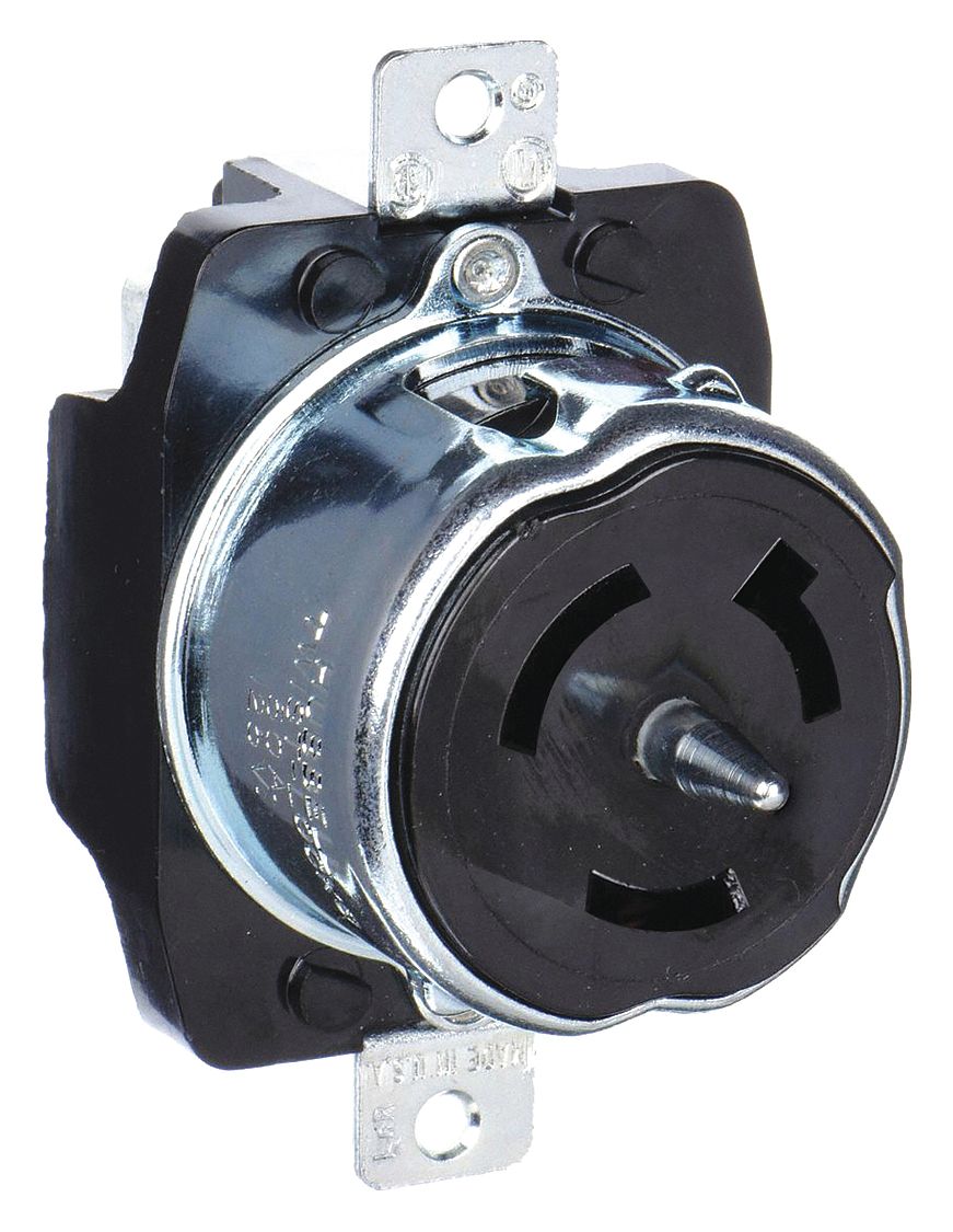 LOCKING RECEPTACLE, NON-NEMA, 50 A, 125V AC, NON-FLANGED, 2 POLES