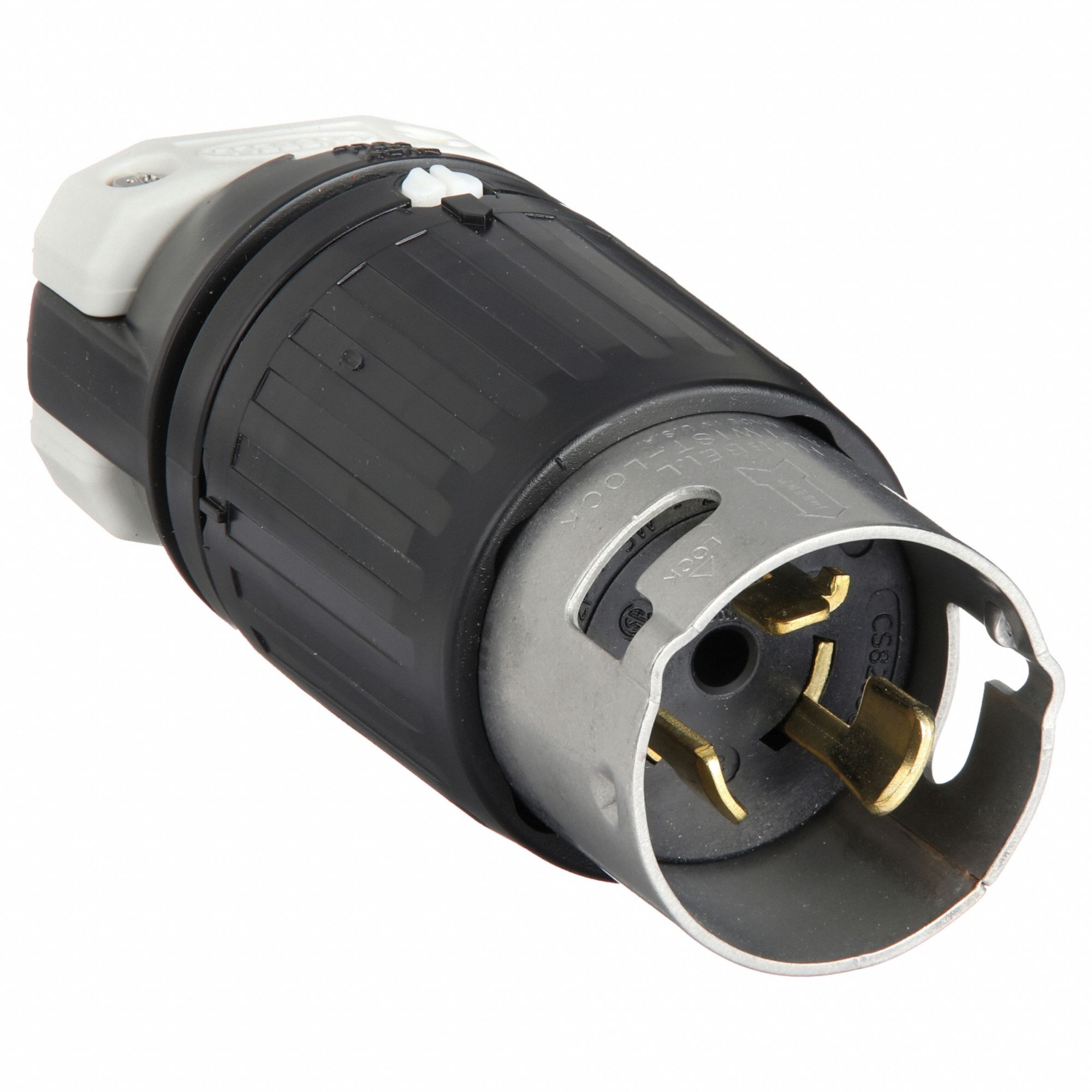 LOCKING PLUG, 50 A, 250V AC, 2 POLES, NON-NEMA, SHROUDED