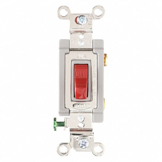 Toggle Switch, Single Pole, Wall Switch 3D362HBL1221R Grainger