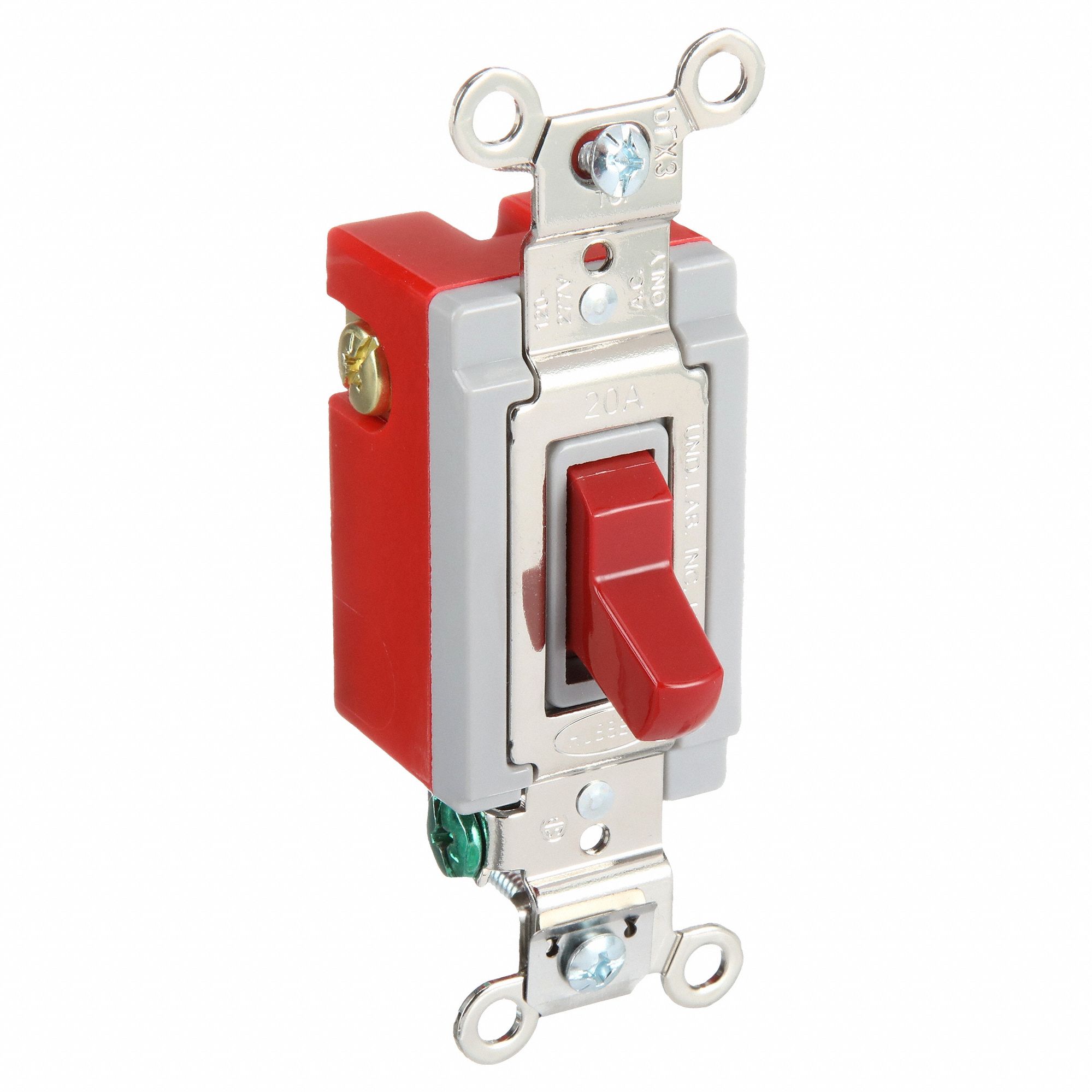 Wall Switch: Toggle Switch, 3-Way, Red, 20 A, 120/277V AC, Screw Terminals