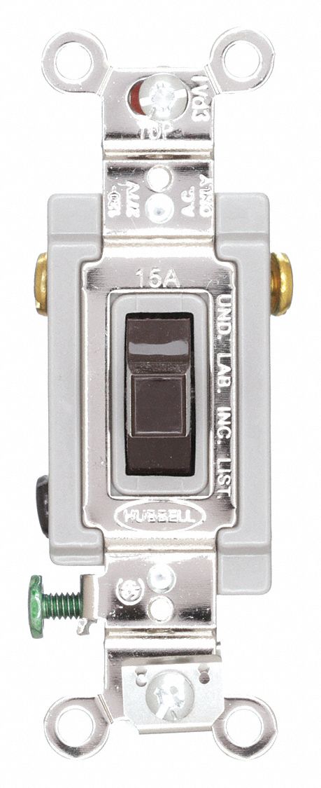 Wall Switch: Toggle Switch, Single Pole/Double Throw, Brown, 15 A, Screw  Terminals, Screw Terminals