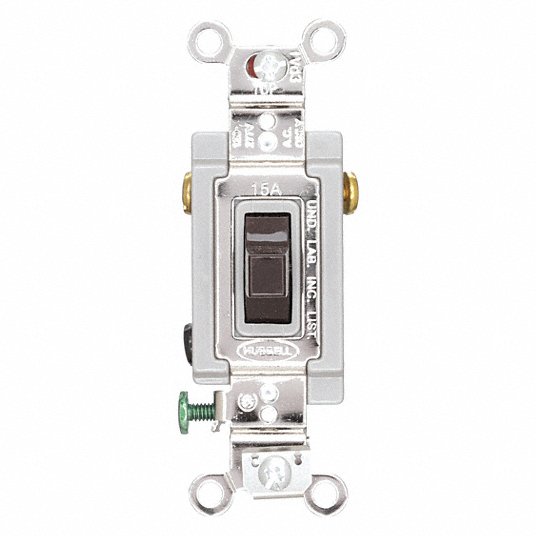 Wall Switch: Toggle Switch, Single Pole/Double Throw, Brown, 15 A, Screw  Terminals, Screw Terminals