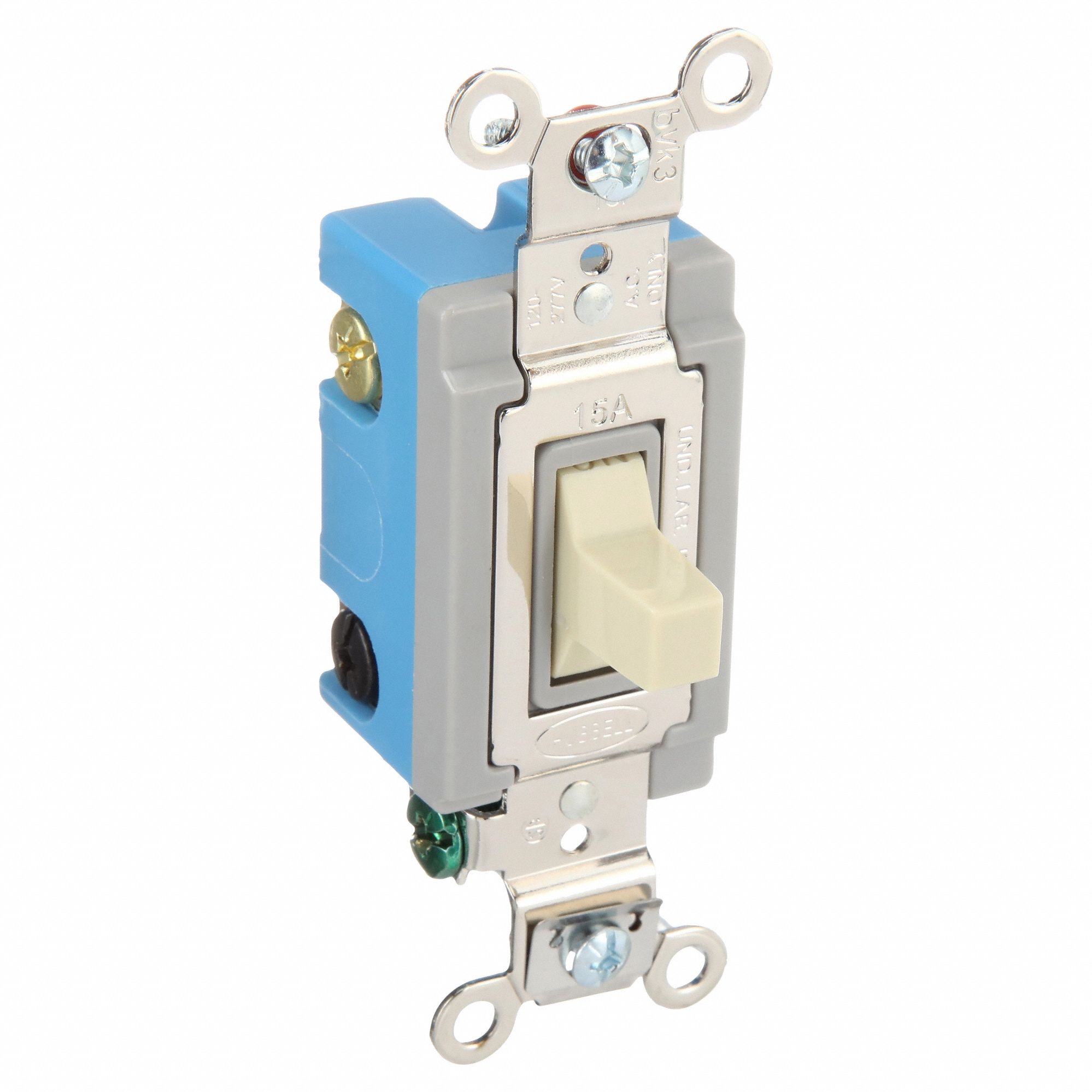 Wall Switch: Toggle Switch, Single Pole/Double Throw, Ivory, 15 A, 120/277V AC, Screw Terminals