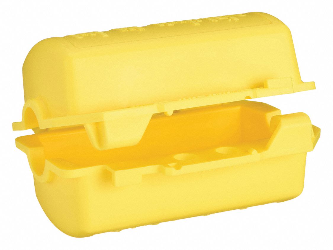 PLUG LOCKOUT, SMALL, FOR 5/8 IN MAX CORD DIAMETER, YELLOW