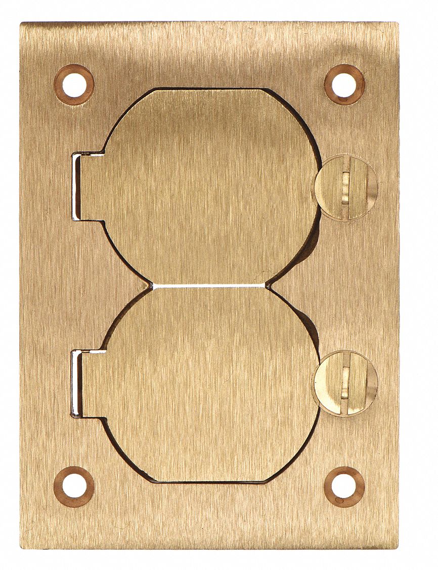 Floor Box Cover: Rectangular, Gold, Brass, Brushed