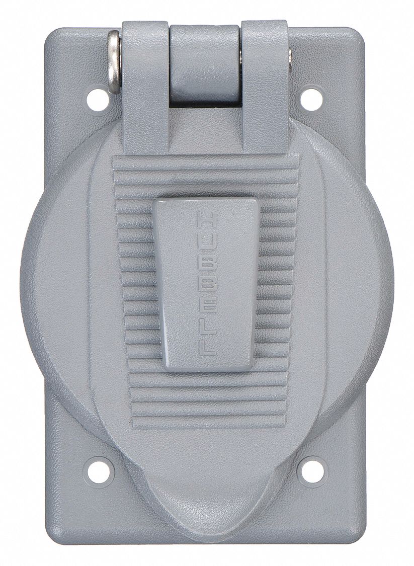 HUBBELL WIRING DEVICE-KELLEMS Weatherproof Cover: 4 1/2 in Ht, 3 9/16 in  Wd, 1 Gangs