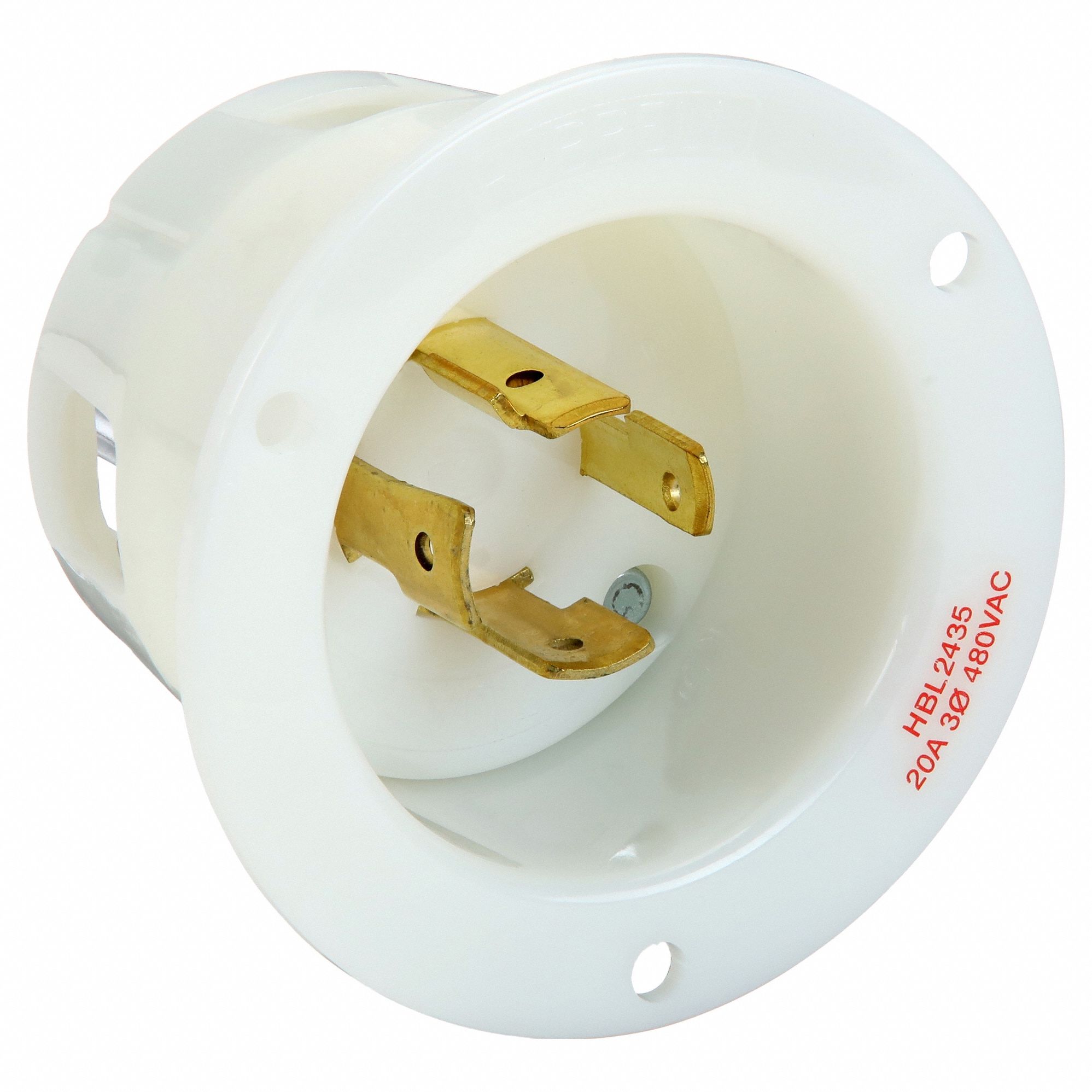 Flanged Locking Inlet: L16-20P, 20 A, 480V AC, 3 Poles