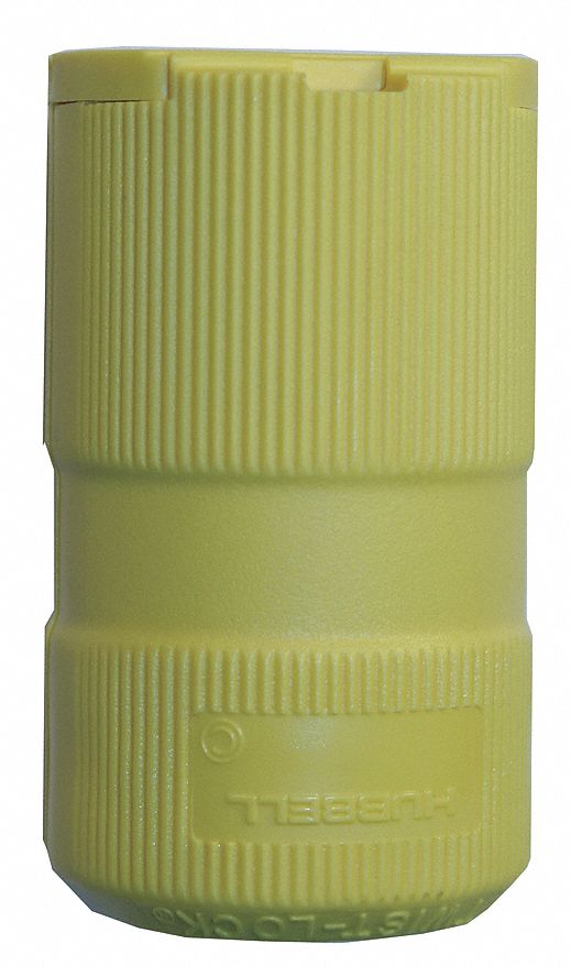 MIDGET LOCKING CONNECTOR, L7-15R, 15 A, 277V AC, 2 POLES, YELLOW, SCREW TERMINALS