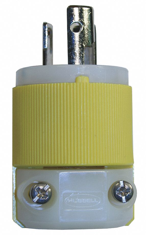 Locking Plug: L7-15P, 277V AC, 15 A, 2 Poles, Yellow, Screw Terminals