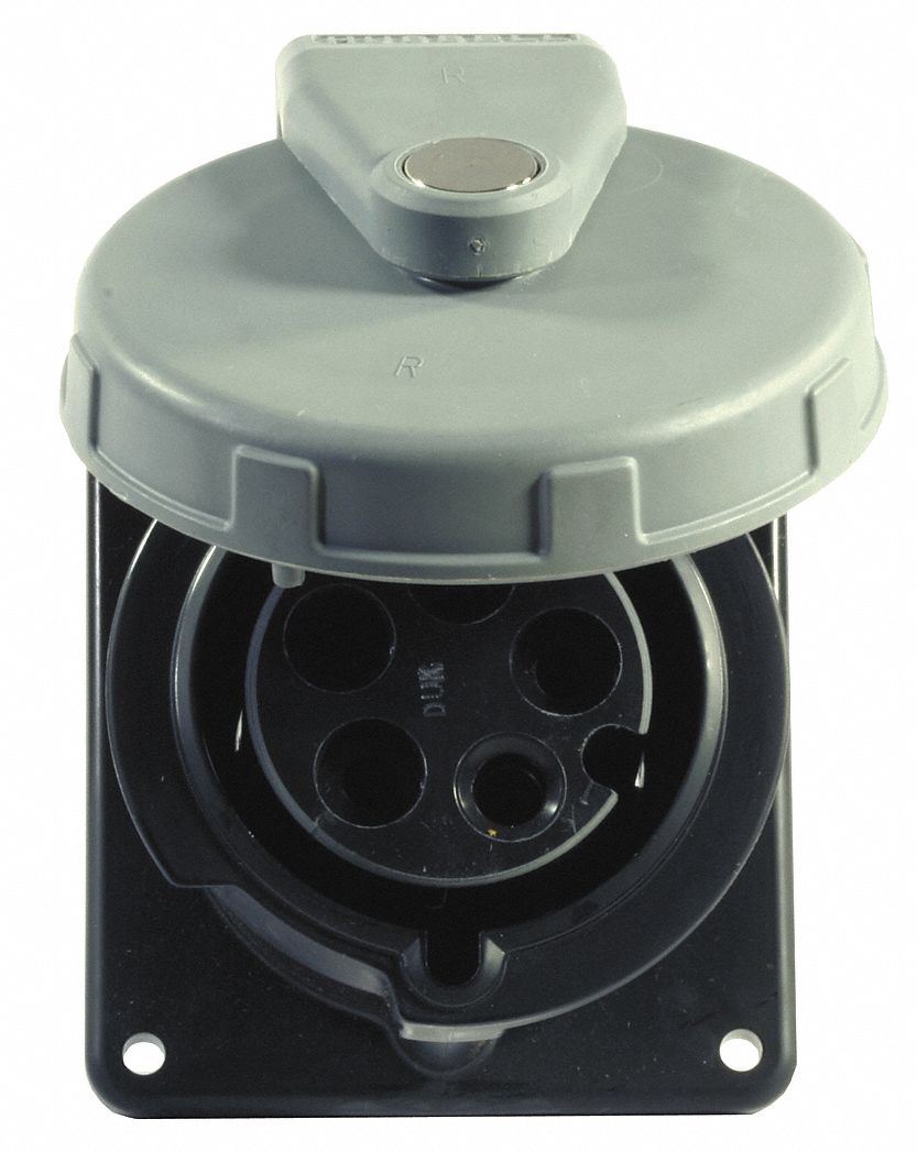 Watertight Pin and Sleeve Receptacle: 30 A, 347/600V AC, 10 hp Horsepower Rating, IEC Grounding